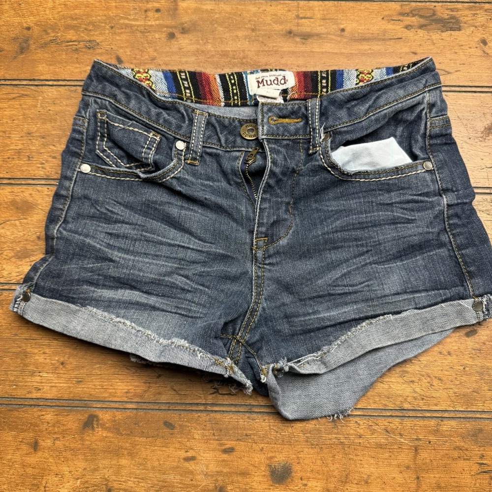 Mudd Jean Shortie Shorts Women's Size 3 Junior Denim Dark‎ Wash